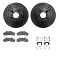 Dynamic Friction Co 8212-99122, Rotors-Drilled, Slotted-BLK w/Heavy Duty Brake Pads incl. Hardware, SLVGeospec Coat,  8212-99122